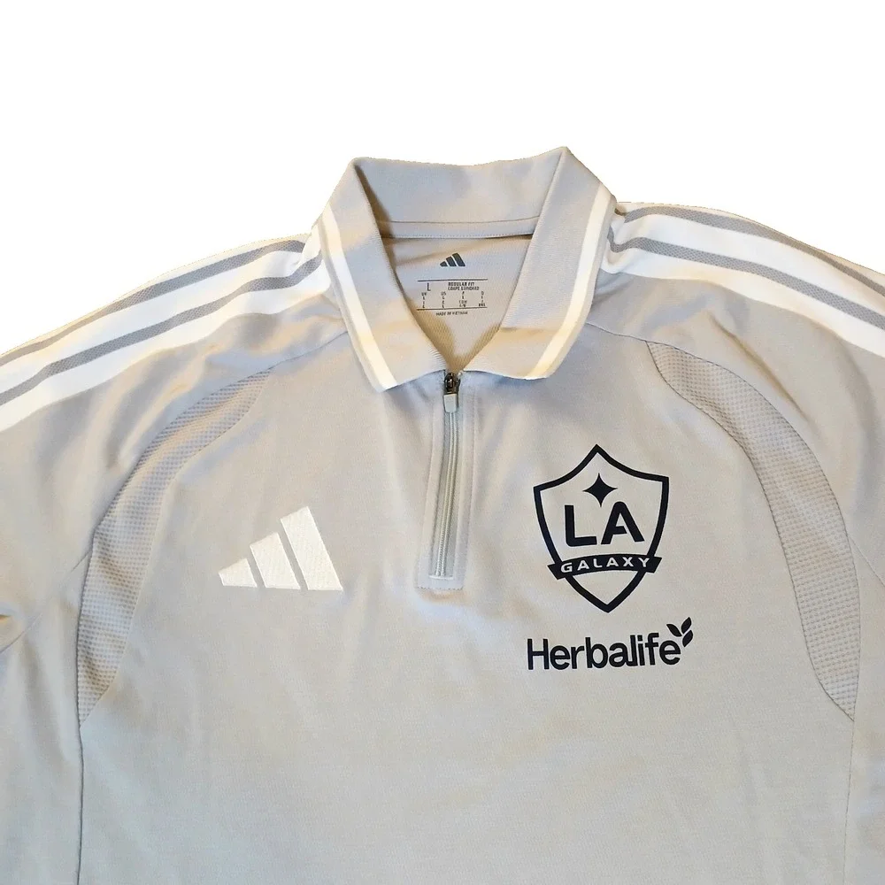 Adidas Tiro 2026 L.A. Galaxy MLS Gray Short Sleeve Polo Mens Shirt 1/4 Zip L